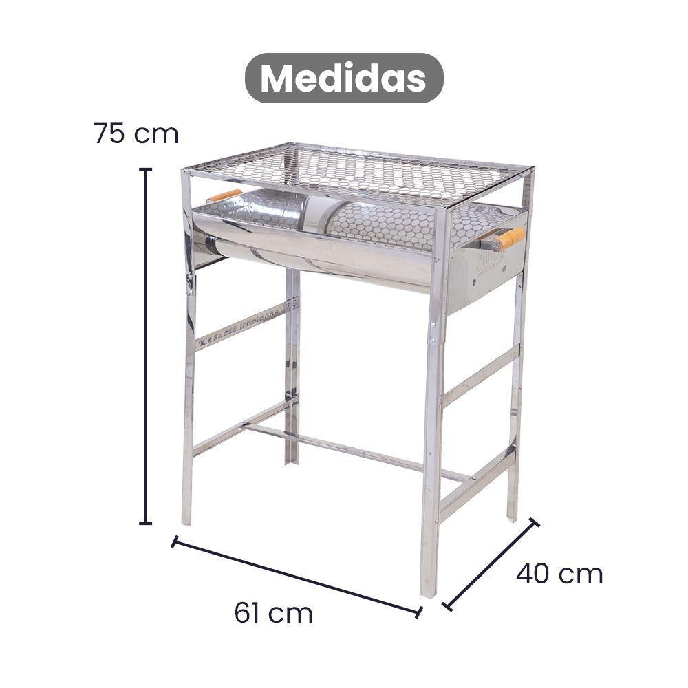 Churrasqueira Cariocão Grelha Moeda Inox Com Alças Madeira - Gudim - 6