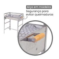 Churrasqueira Cariocão Grelha Moeda Inox Com Alças Madeira - Gudim