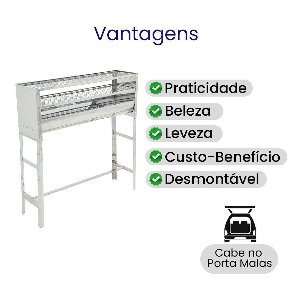 Churrrasqueira Espetinho N°5 Inox Duas Grelhas Tela Moeda Portátil - Gudim - 4