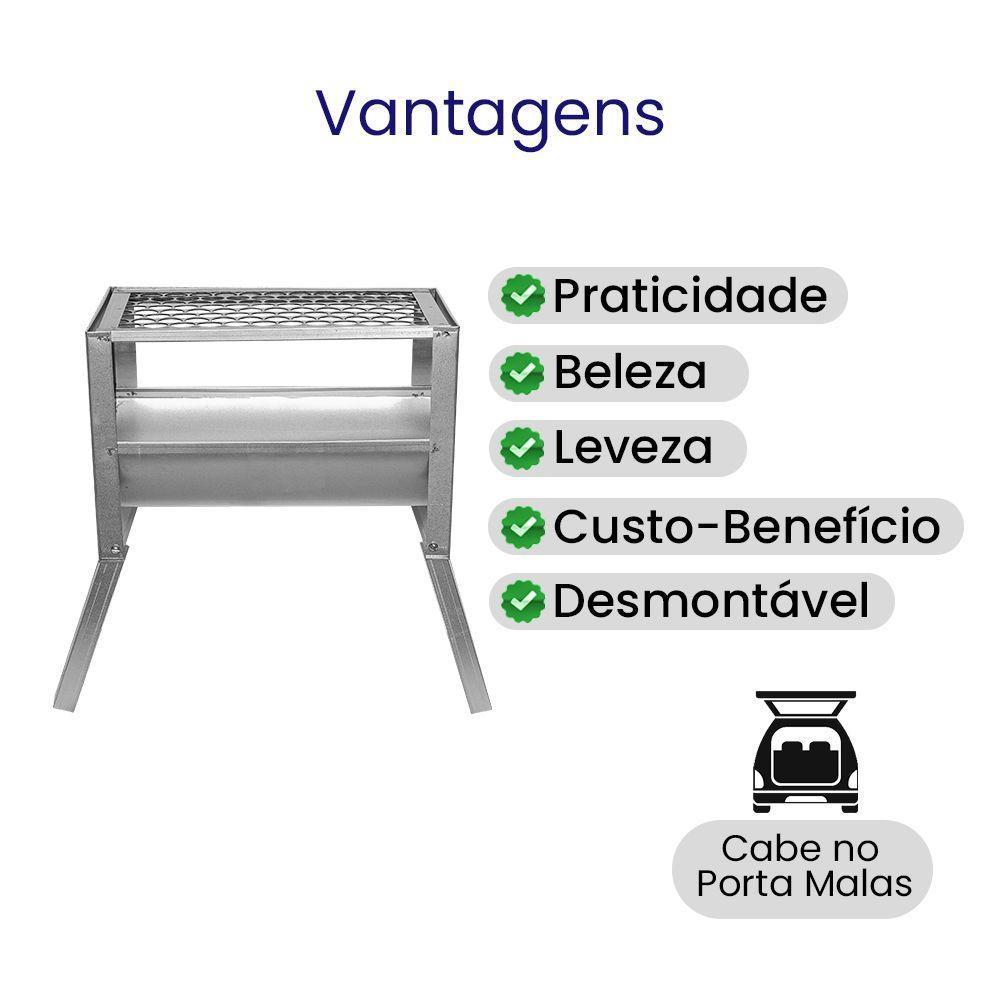 Churrasqueira Uai Galvanizada Portátil Com Grelha Moeda Carvão Portátil - Gudim - 3