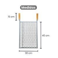 Grelha Popular Moeda Inox 45x30 Para Churrasco Cabo Madeira N° 2 - Gudim - 3