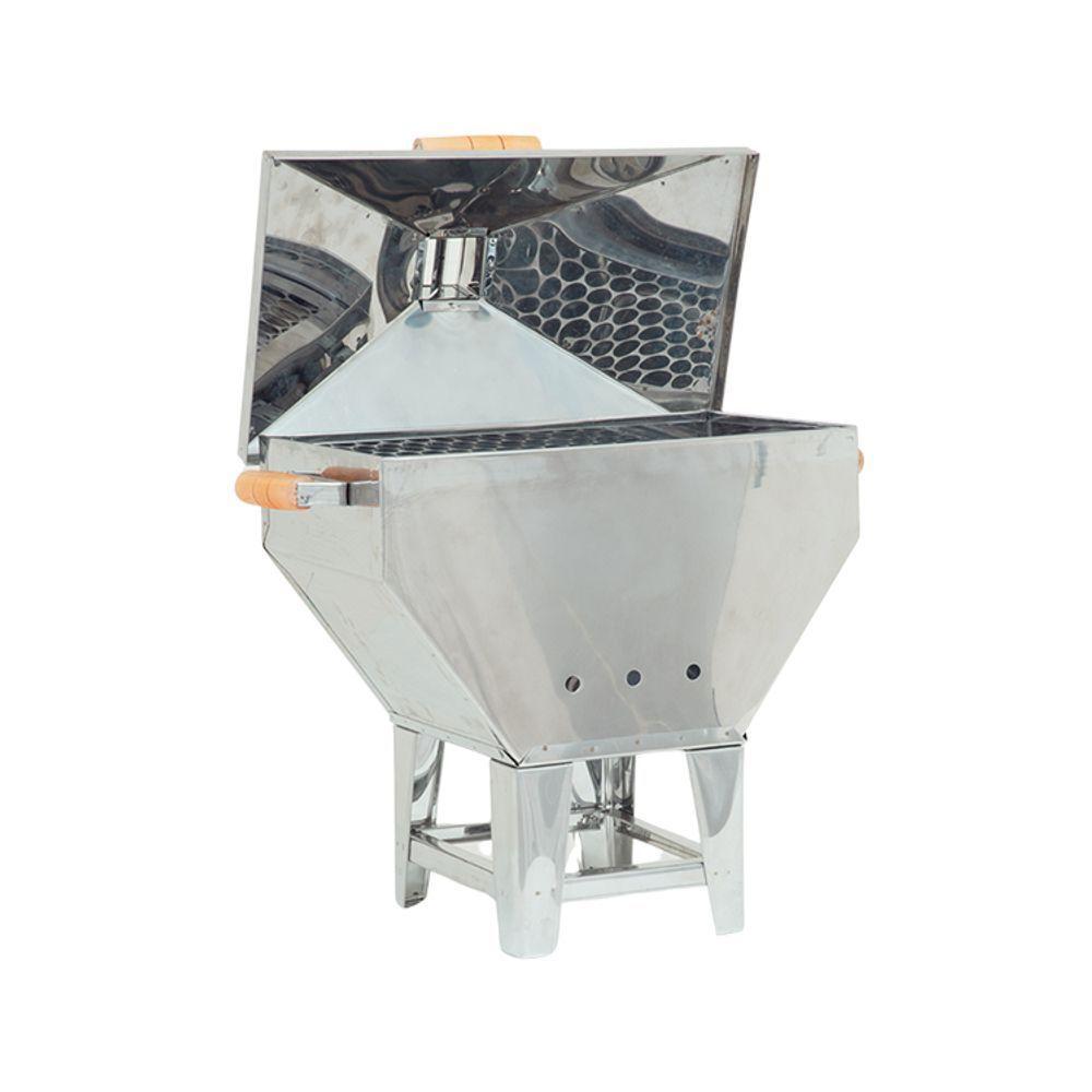 Churrasqueira A Bafo Devassa Inox Com Tampa E Alças Laterais De Madeira - Gudim - 3