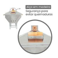 Churrasqueira A Bafo Devassa Inox Com Tampa E Alças Laterais De Madeira - Gudim