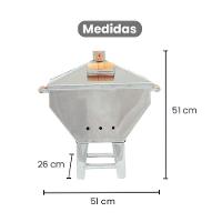 Churrasqueira A Bafo Devassa Inox Com Tampa E Alças Laterais De Madeira - Gudim - 6