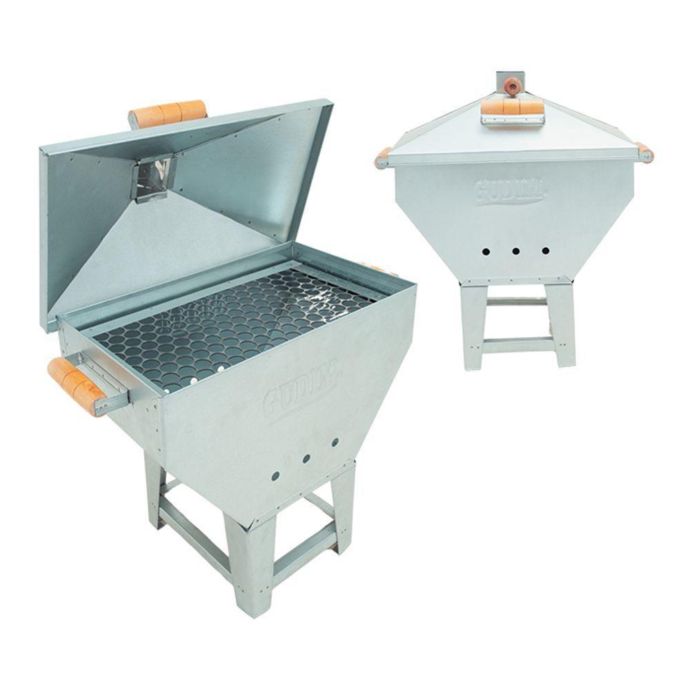 Churrasqueira A Bafo Devassa Aço Galvanizado Com Tampa Alças Laterais De Madeira - Gudim - 3