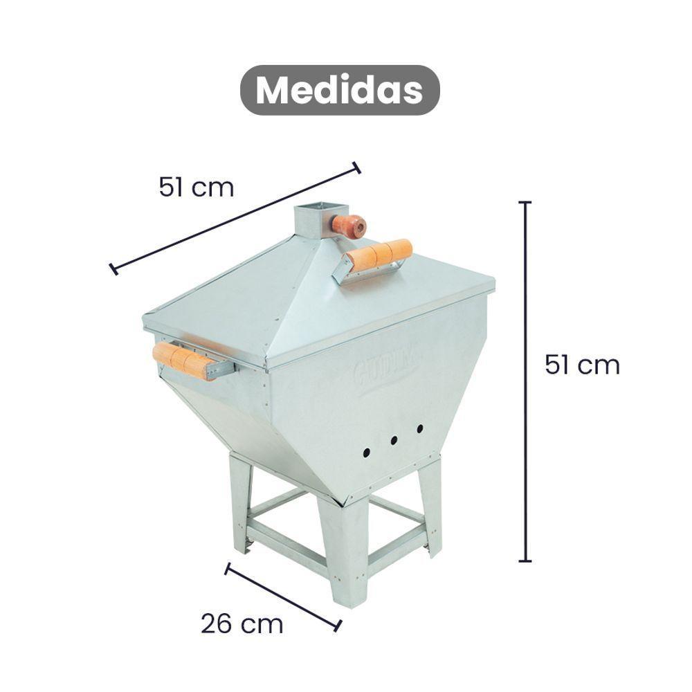 Churrasqueira A Bafo Devassa Aço Galvanizado Com Tampa Alças Laterais De Madeira - Gudim - 4