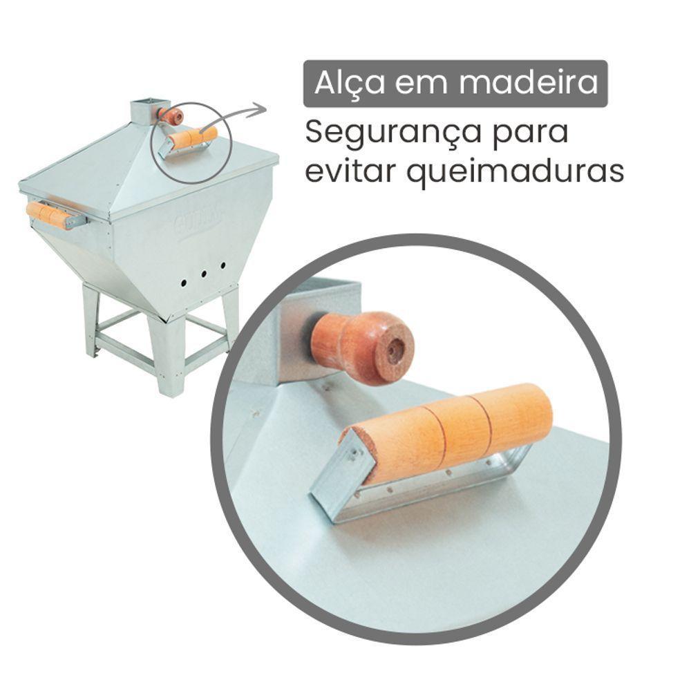 Churrasqueira A Bafo Devassa Aço Galvanizado Com Tampa Alças Laterais De Madeira - Gudim - 5