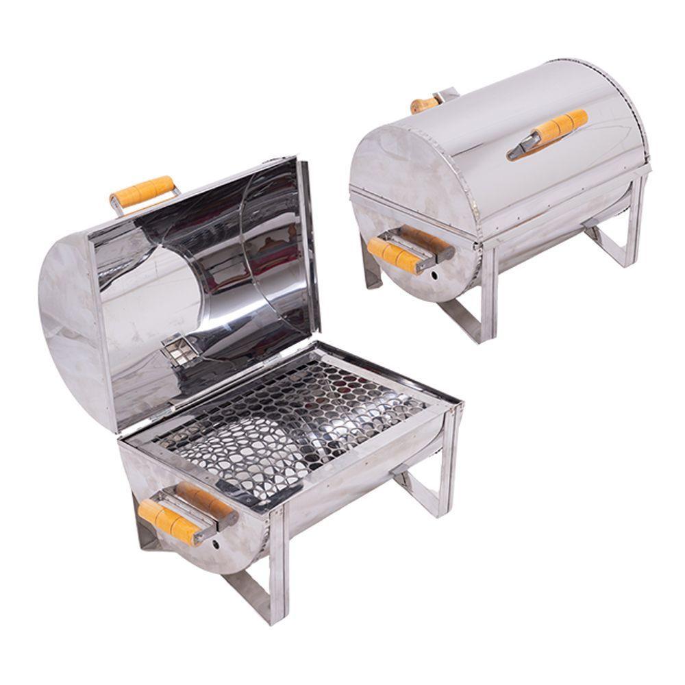 Churrasqueira A Bafo Master Inox Com Tampa E Alças De Madeira - Gudim - 2