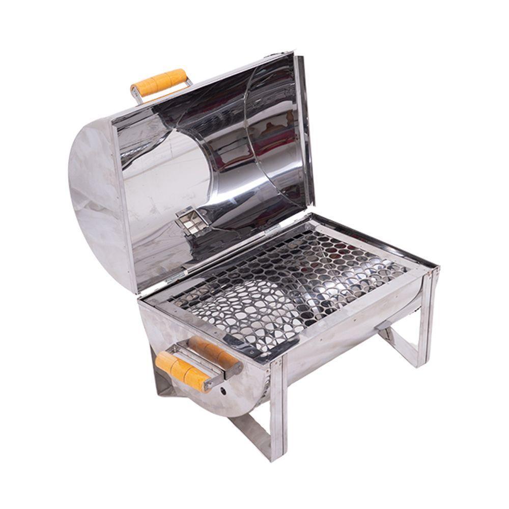 Churrasqueira A Bafo Master Inox Com Tampa E Alças De Madeira - Gudim - 4