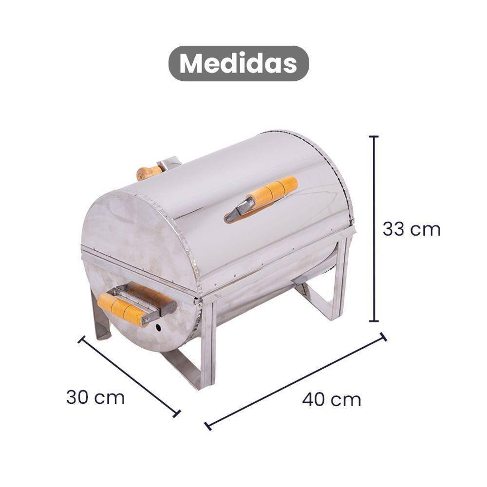 Churrasqueira A Bafo Master Inox Com Tampa E Alças De Madeira - Gudim - 6