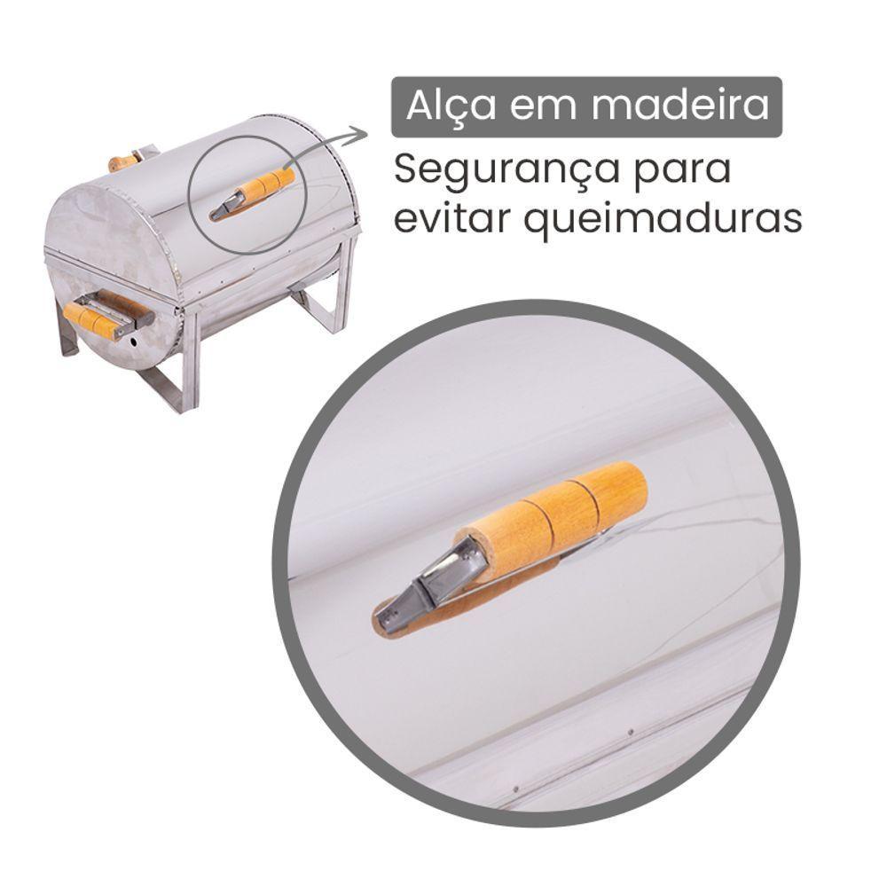 Churrasqueira A Bafo Master Inox Com Tampa E Alças De Madeira - Gudim - 7