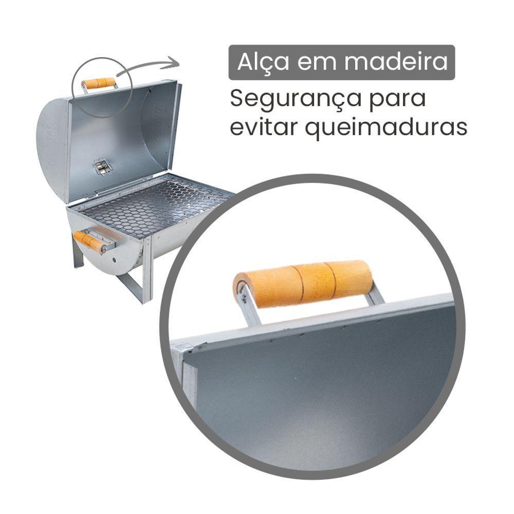 Churrasqueira A Bafo Master Galvanizada Com Tampa Alças De Madeira - Gudim - 7