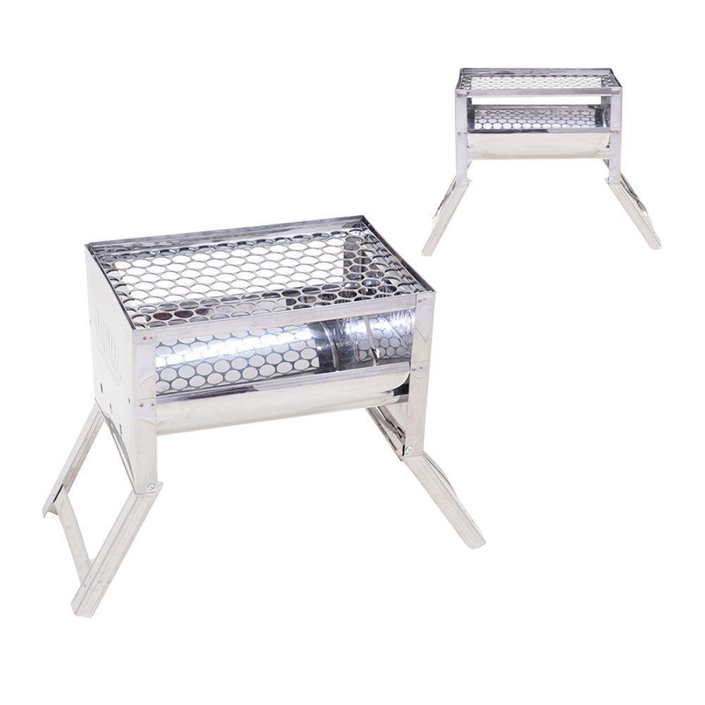 Churrasqueira Uai Inox Portátil Leve Com Grelha Moeda Carvão - Gudim - 1