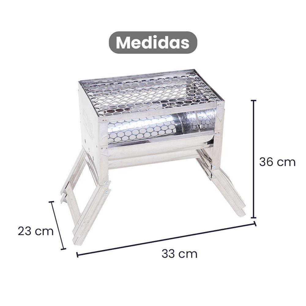 Churrasqueira Uai Inox Portátil Leve Com Grelha Moeda Carvão - Gudim - 5