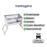 Churrasqueira Uai Inox Portátil Leve Com Grelha Moeda Carvão - Gudim