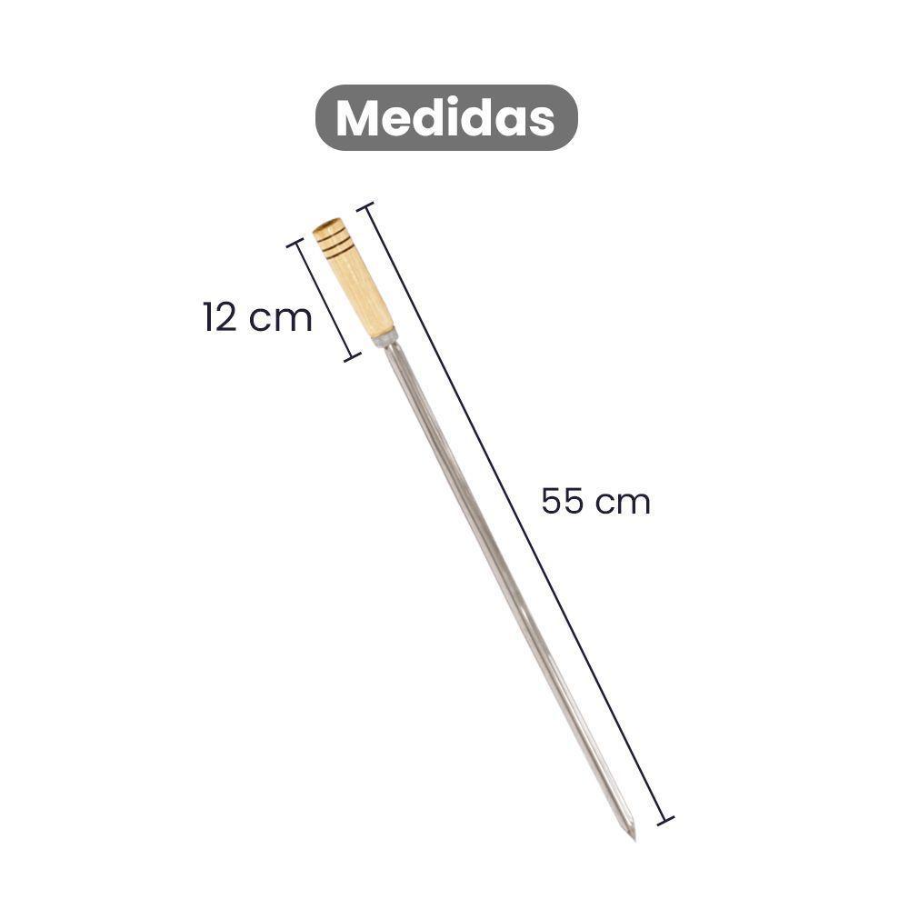 Espeto Simples Inox 55cm Kit 6 Peças - Gudim - 3
