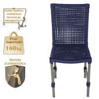 5 Cadeiras De Jantar Cannes De Alumínio Pintura Fendi Trama Azul