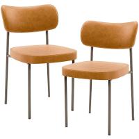 Kit 02 Cadeiras Para Sala De Jantar Melina Base Arena L02 Couríssimo Whisky - Lyam Decor - 1