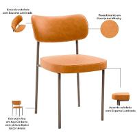 Kit 02 Cadeiras Para Sala De Jantar Melina Base Arena L02 Couríssimo Whisky - Lyam Decor - 7