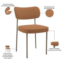 Kit 06 Cadeiras Estofadas Para Sala De Jantar Melina Base Arena L02 Bouclê Terracota - Lyam Decor - 4