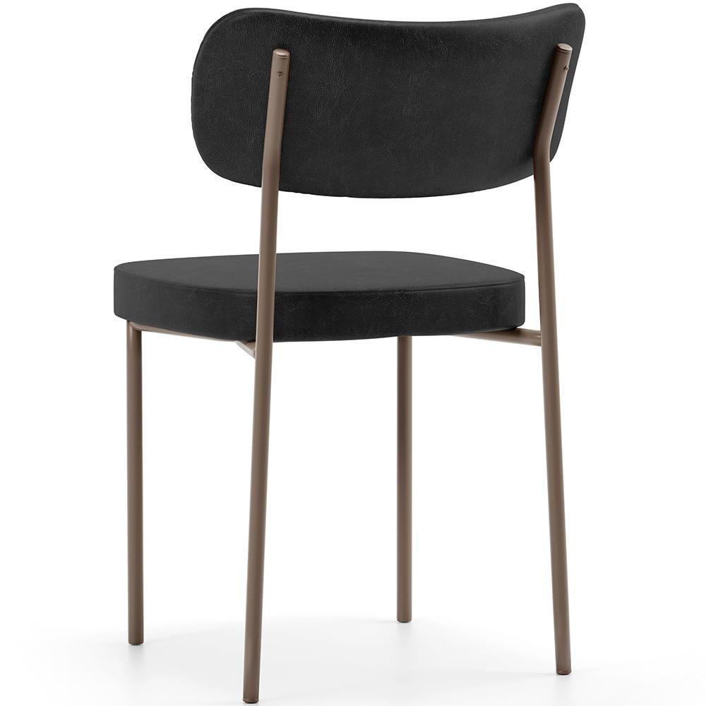 Kit 04 Cadeiras Decorativa Estofada Para Sala De Jantar Melina Base Arena L02 Couríssimo Preto - Lyam Decor - 4
