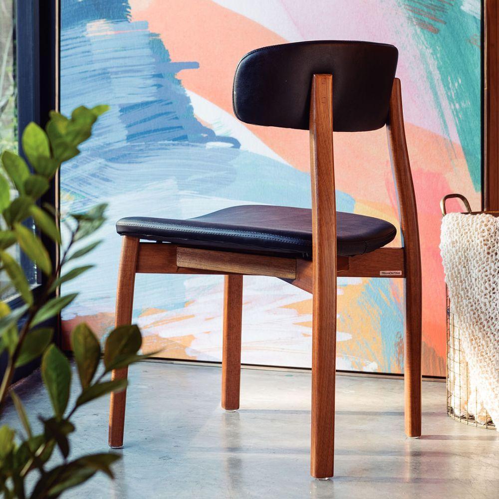 Cadeira Tramontina çairé Ritmo Em Madeira Tauari Com Estofado Preto - 4