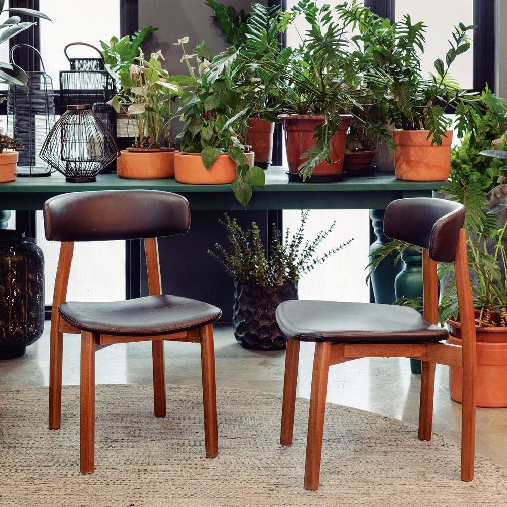 Cadeira Tramontina çairé Ritmo Em Madeira Tauari Com Estofado Café - 4