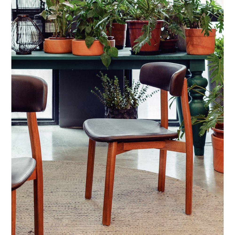 Cadeira Tramontina çairé Ritmo Em Madeira Tauari Com Estofado Café - 5