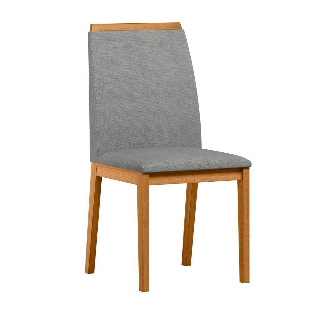 Conjunto Com 2 Cadeiras De Jantar Estofada Fernanda Ypê Linho Cinza Claro Ln02 - 3