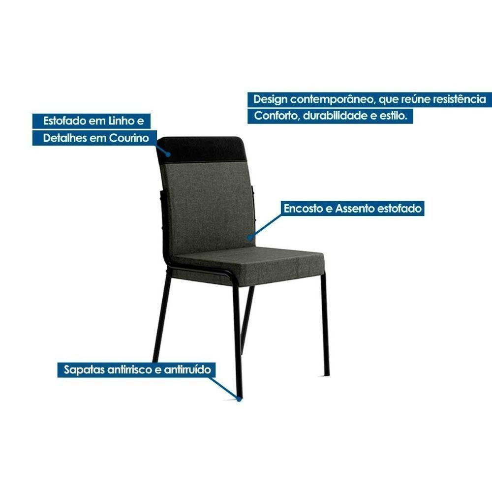 Cadeira Sala De Jantar Duo 1739 Aço Kit 2 Uni Cobre/linho Areia/courino Caramelo - Carraro - 4