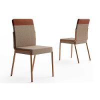Cadeira Sala De Jantar Duo 1739 Aço Kit 2 Uni Cobre/linho Areia/courino Caramelo - Carraro - 1