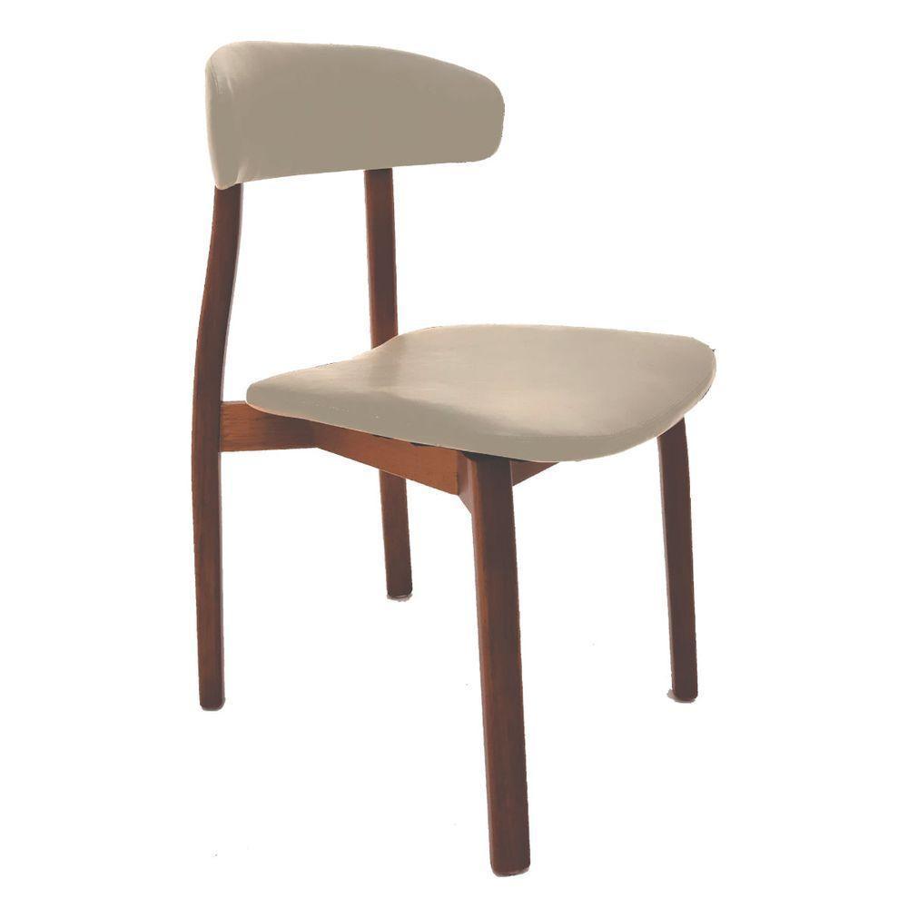 Cadeira Tramontina çairé Ritmo Em Madeira Tauari Com Estofado Bege - 1