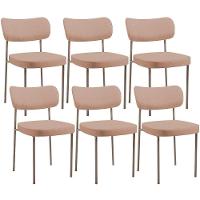 Kit 06 Cadeiras Estofadas Para Sala De Jantar Melina Base Arena L02 Linho Rosê - Lyam Decor - 1