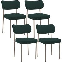 Kit 04 Cadeiras Decorativa Estofada Para Sala De Jantar Melina Base Arena L02 Bouclê Verde - Lyam Decor - 1