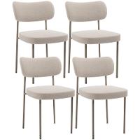 Kit 04 Cadeiras Decorativa Estofada Para Sala De Jantar Melina Base Arena L02 Bouclê Creme - Lyam Decor - 1