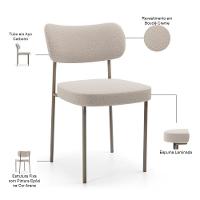 Kit 04 Cadeiras Decorativa Estofada Para Sala De Jantar Melina Base Arena L02 Bouclê Creme - Lyam Decor - 7