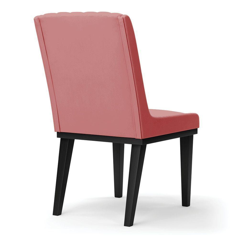 Cadeira Sala De Jantar Base Madeira Preto Kit 10 Sofia Suede D03 - D'rossi Cor Rose - 2