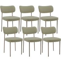 Kit 06 Cadeiras Estofadas Para Sala De Jantar Melina Base Arena L02 Bouclê Oliva - Lyam Decor - 1