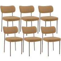 Kit 06 Cadeiras Estofadas Para Sala De Jantar Melina Base Arena L02 Bouclê Mostarda - Lyam Decor - 1