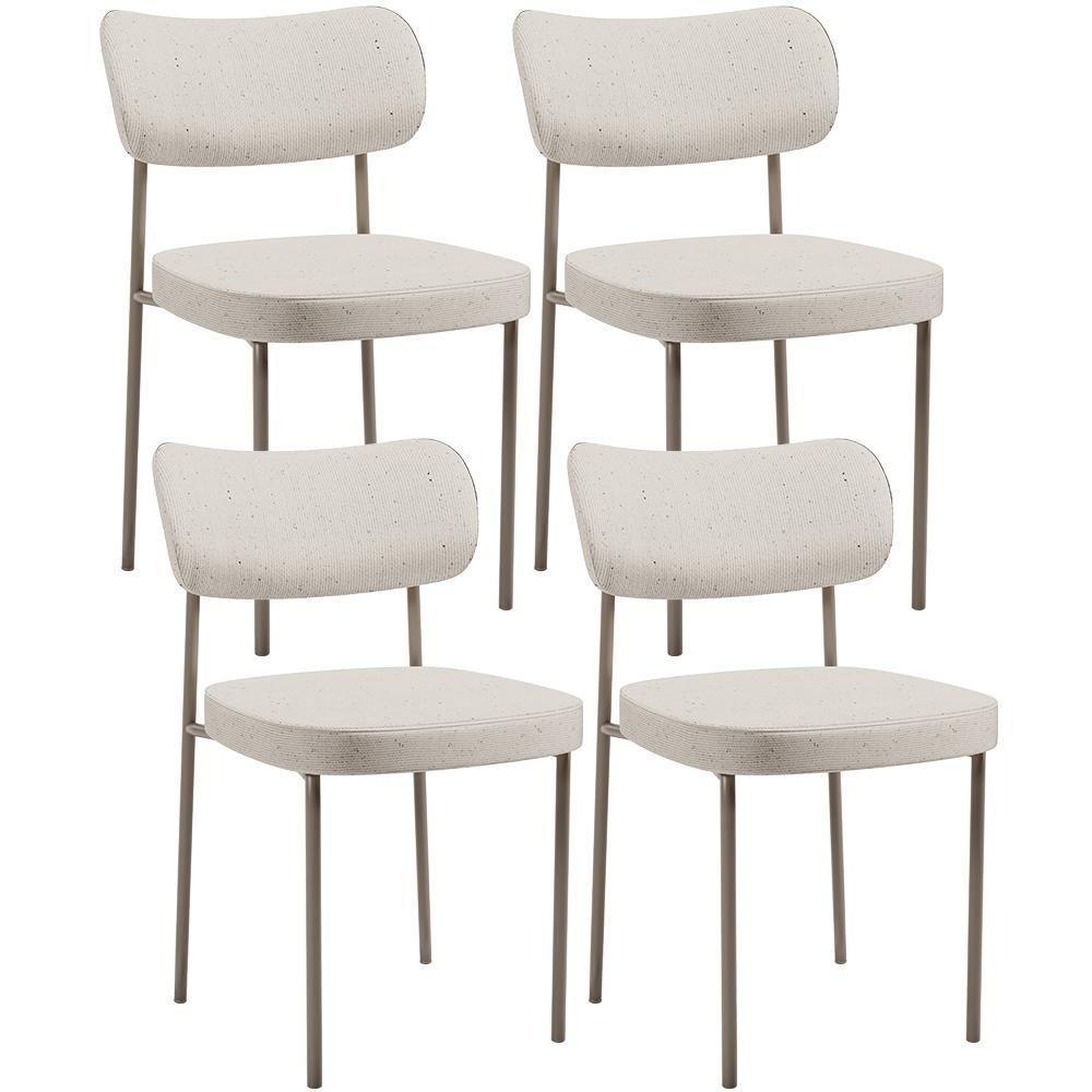 Kit 04 Cadeiras Decorativa Estofada Para Sala De Jantar Melina Base Arena L02 Linho Cru - Lyam Decor - 1