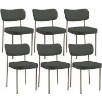 Kit 06 Cadeiras Estofadas Para Sala De Jantar Melina Base Arena L02 Linho Verde Musgo - Lyam Decor - 1