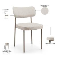 Kit 02 Cadeiras Para Sala De Jantar Melina Base Arena L02 Linho Cru - Lyam Decor - 7