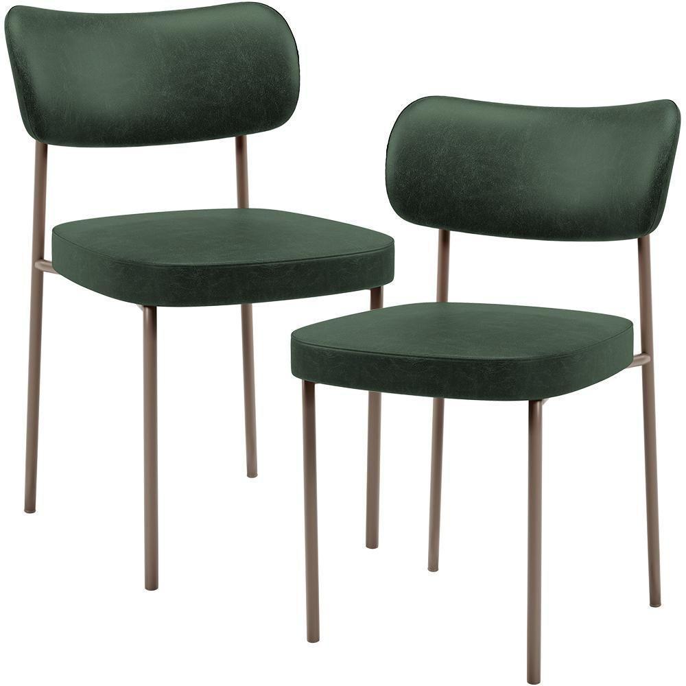 Kit 02 Cadeiras Para Sala De Jantar Melina Base Arena L02 Couríssimo Verde Musgo - Lyam Decor - 1