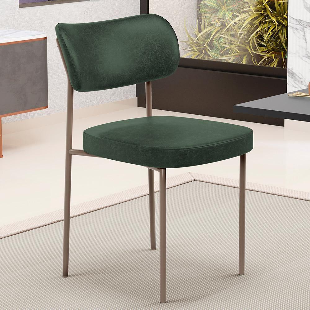Kit 02 Cadeiras Para Sala De Jantar Melina Base Arena L02 Couríssimo Verde Musgo - Lyam Decor - 2