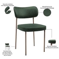 Kit 02 Cadeiras Para Sala De Jantar Melina Base Arena L02 Couríssimo Verde Musgo - Lyam Decor - 6
