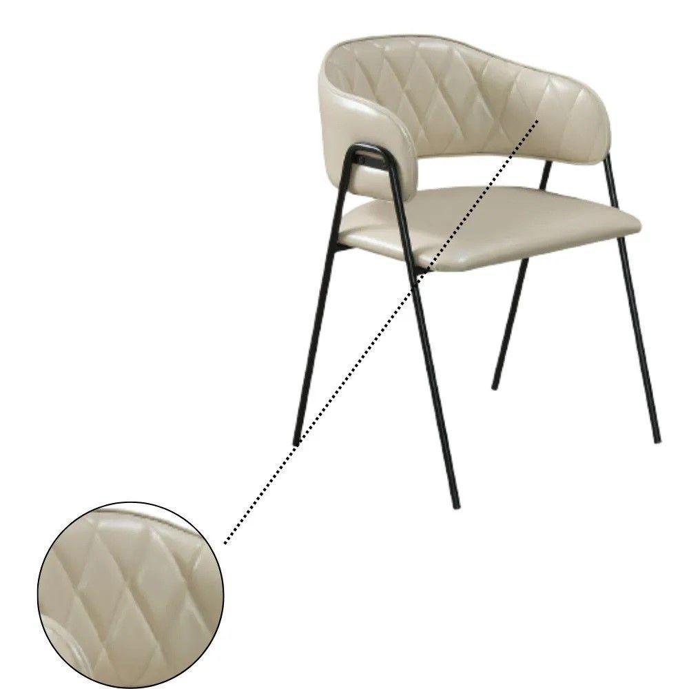 Conjunto 2 Cadeiras Veneza Base Em Aço Carbono Preto Cor:sintético Marfim - 3