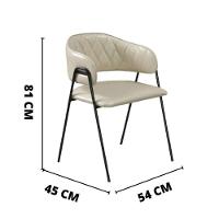 Conjunto 2 Cadeiras Veneza Base Em Aço Carbono Preto Cor:sintético Marfim - 2