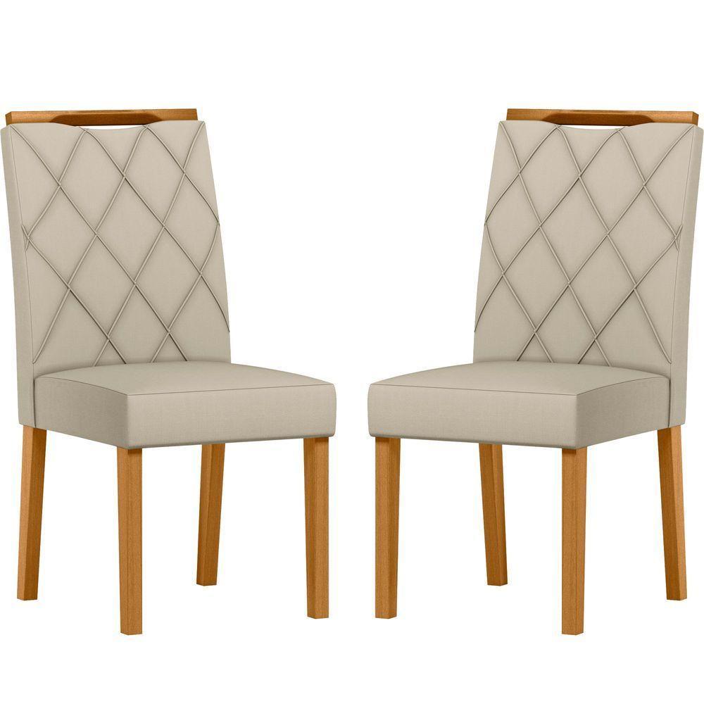 Conjunto Com 2 Cadeiras De Jantar Estofada Sarah Ypê Veludo Nude Ja01 - 1