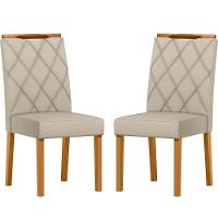 Conjunto Com 2 Cadeiras De Jantar Estofada Sarah Ypê Veludo Nude Ja01 - 1