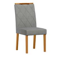 Conjunto Com 2 Cadeiras De Jantar Estofada Sarah Ypê Linho Cinza Claro Ln02 - 3